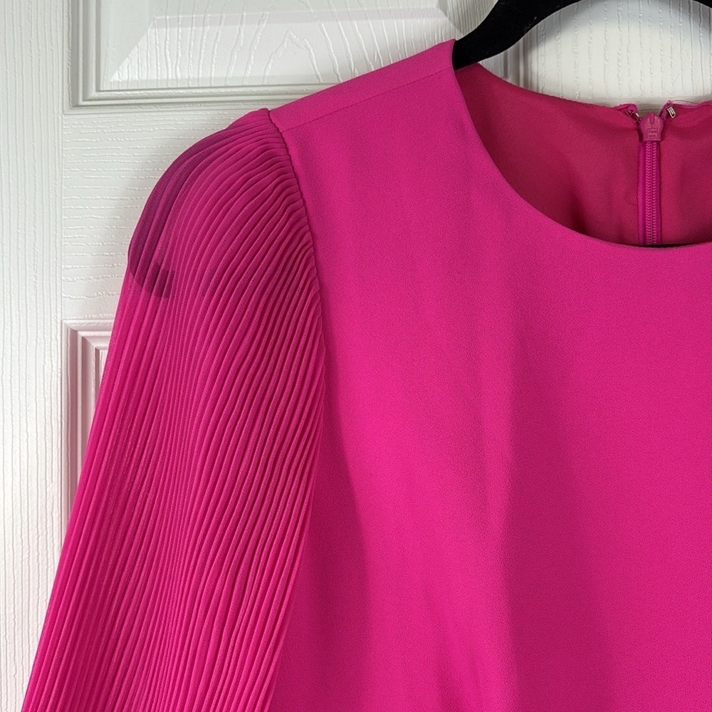 NWT J.Crew bright pink pleated sleeve a line dress sz 2 - Picture 7 of 12